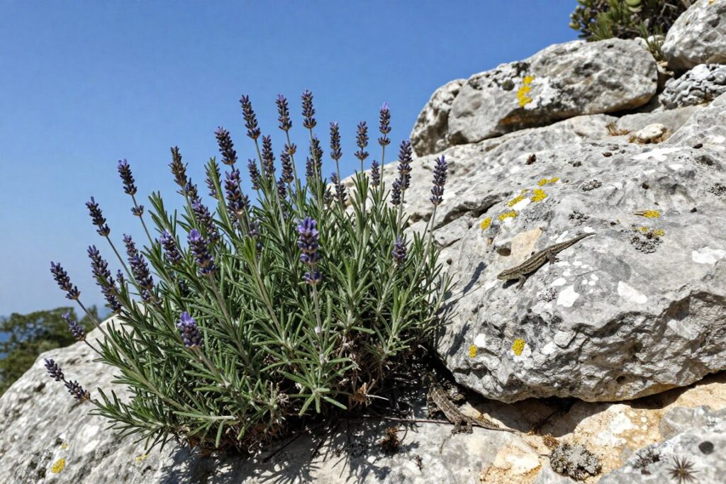 Mediterranean vegetation and wildlife along Calanques hiking trails