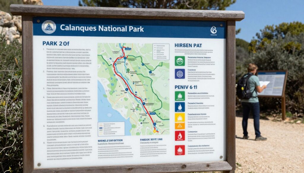 National park information board showing rules and environmental guidelines