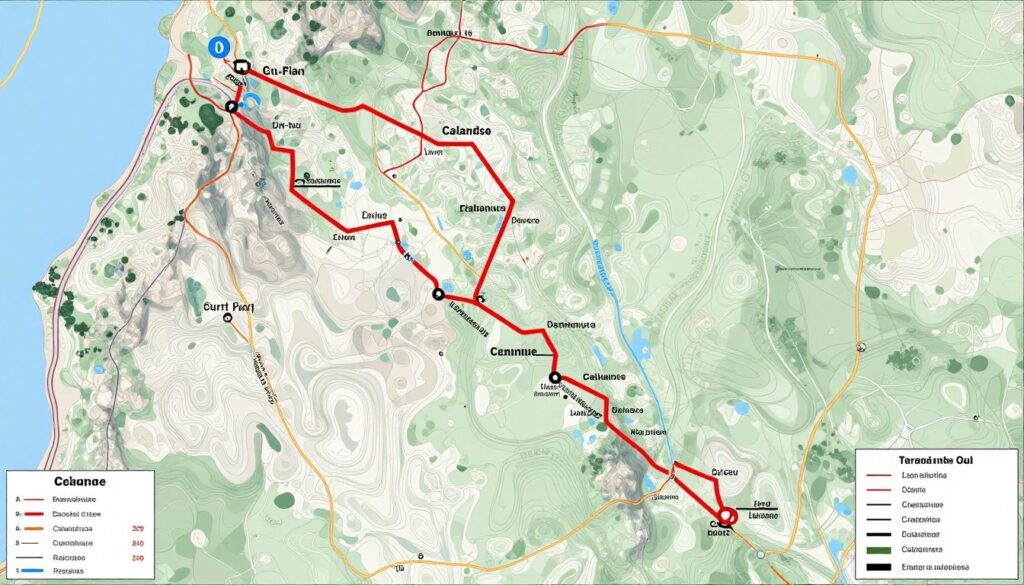 Trail map showing hiking routes from Luminy to Port Pin and Calanque d'En-Vau