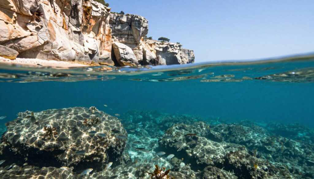 Underwater view of Mediterranean marine life in Calanques cove